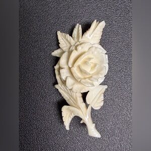 Vintage Ornate Cream Floral  Accent - Decorative Rose Brooch